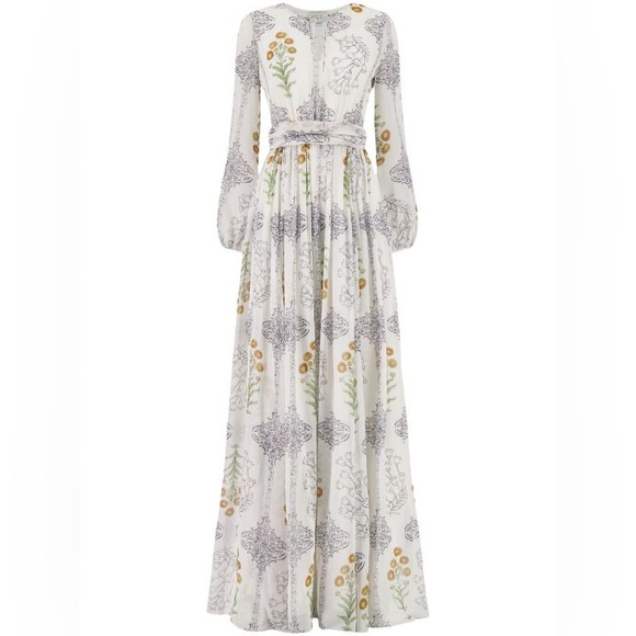 $6390 Giambattista Valli floral-print silk maxi dress size 42/us6